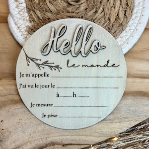 Carte bienvenue à remplir carte de naissance à remplir bébé carte en bois naissance bébé hello le monde