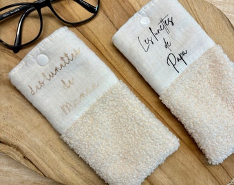 Customizable fabric glasses case double cotton gauze terry cloth gift idea glasses pouch personalized glasses case
