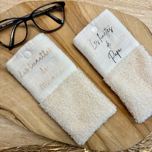 Étui à lunettes en tissu personnalisable double gaze de coton tissu bouclette idée cadeau pochette lunettes étui à lunettes personnalisé