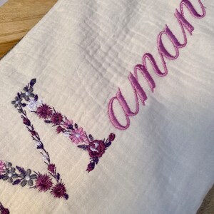 Personalized pouch in double cotton gauze embroidered makeup pouch gift idea makeup bag image 3