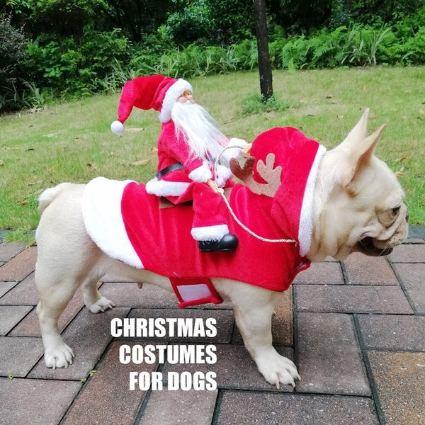 Pet Santa Sleigh Saddle Costume - Cute Animal ClothingShirt for Pets Dog Cat，Pet Funny Clothing