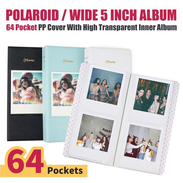 64 Pockets for Polaroid Film 600 Itype Fujifilm Instax Wide 210 W300 link Wide Photo Paper Album Storage Souvenir Book