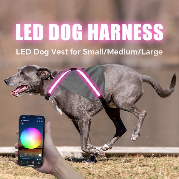 1 pc, LED Dog Harness Reflective Dog Cloth Bluetooth App Control LED Dog Vest for Small/Medium/Large/X-Large Size Dogs