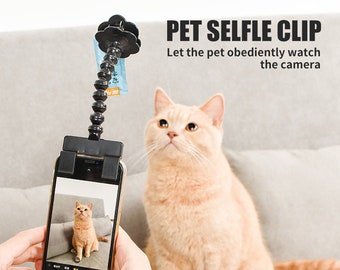 Pet photo artifact cat dog looking at the lensTeddy camera toy mobile phone camera holder selfie clip supplies