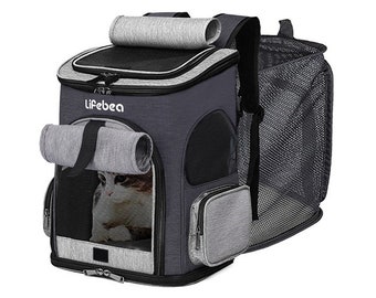 Cat Backpack Carrier - Expandable Mesh Breathable Foldable Pet Travel Bags for Small Dogs Cats