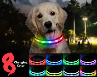 1 pc,Light up Dog Collar for Night Walking - LED Dog Collar Light Rechargeable Color Changing, Glow in The Dark Dog Collars