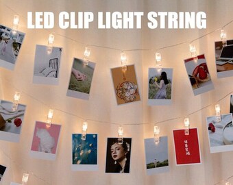 LED String Lights Battery Powered Fairy Twinkle Lights with Clips for Hanging Pictures Bedroom Wall Wedding Decor