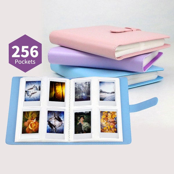 Album photo Polaroid 256 poches avec couverture en polyuréthane Mini album photo Instax pour Fujifilm Instax Mini mémoire rétro personnalisée