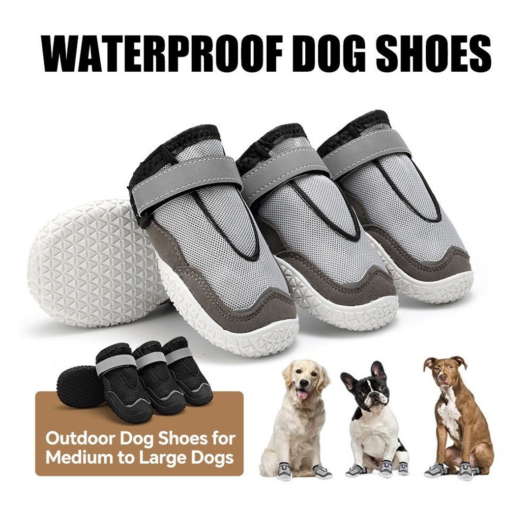 4pc, Breathable Dog Shoes Dog Boots With Reflective Straps, Antislip