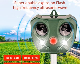 Solar Powered Repel Animal Frequency Ultrasonic Wave Ultrasonic Mouse Repeller, Outdoor Infrared Induction Flash Bird Repeller