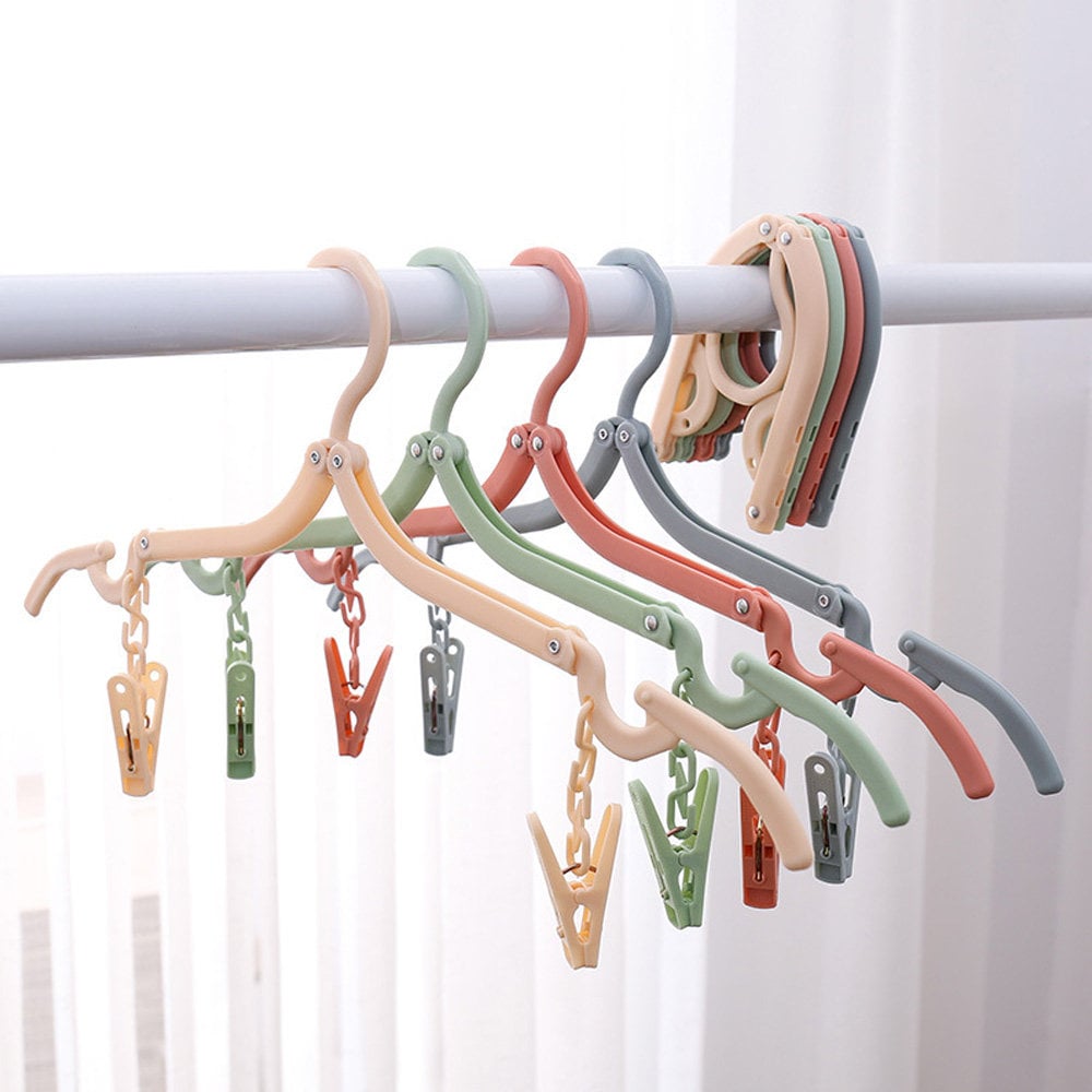 1pc Space Saving Multi-Hole Clothes Hanger For Home, Dorm, And Travel -  Foldable Drying Rack For Trousers, Shirts, And Skirts