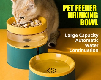 1L Pet Automatic Feeder Dog Cat Drinking Bowl for Dogs Water Pellet Feeder Large Capacity Dispenser Pet Supply (Green)