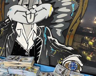 3D Bugs Bunny Wood Wall Art: Modern Pop Art Sculpture