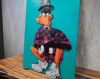 3D Modern Art DAFFY DUCK - настенный арт декор современный. 3D деревянные стены художественные деревянные картины