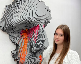 Mid-Century Modern Wooden Sculpture: 3D Pop Art Wall Decor