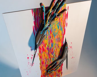 3D Hands Wall Art: Modern Pop Art Sculpture
