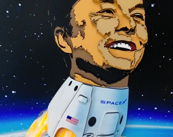 Designer wall art Elon Mask 3D Wall Sculpture. Wall decor office Thinker Wall Art Entrepreneur Gift- Millionaire Wall Art.
