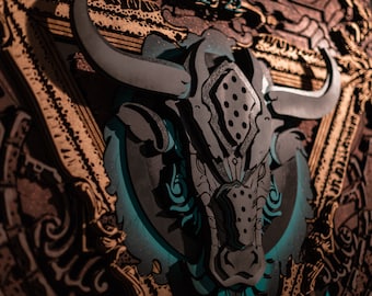 BULL WALL ART unique wall decor - Wooden Picture Art, 3d Bull Wall Art. Animal Wall Hanging