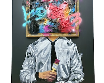 Textured Silhouette Oil Painting on Canvas: Modern Home Wall Decor