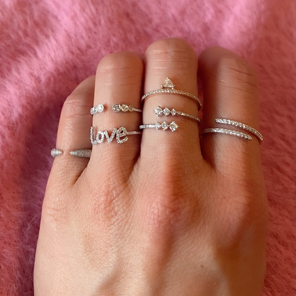 Liebe Ring 14K Weißgold Diamant zarte Ring Etsy.de