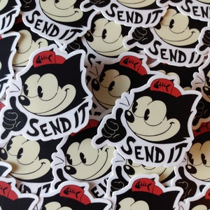 Two Send it Felix the cat bicycle stickers