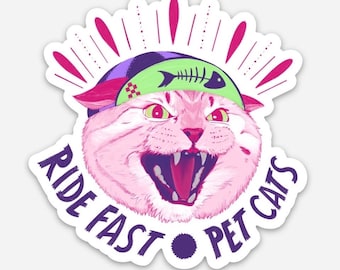 Ride fast pet cats vinyl sticker