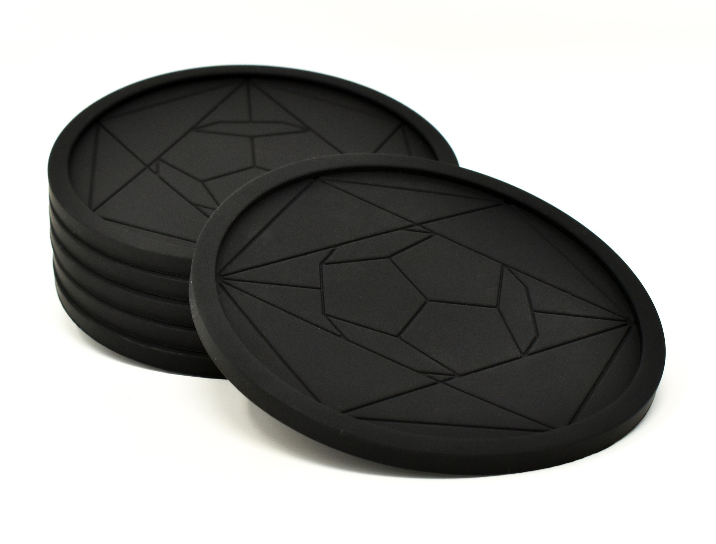 DIAMAS Geometric Black Coasters Set of 6 FDA Premium Eco Non Etsy UK