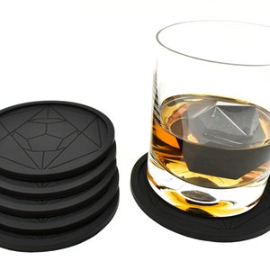 DIAMAS Geometric Black Coasters Set of 6 FDA Premium Eco Non Slip Silicone Drinks Coasters for Coffee Tea Mug Whiskey Gin Beer Wine Glass image 7