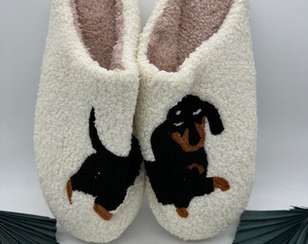 Dachshund slippers, dog, fluffy slippers, warm, comfortable plush