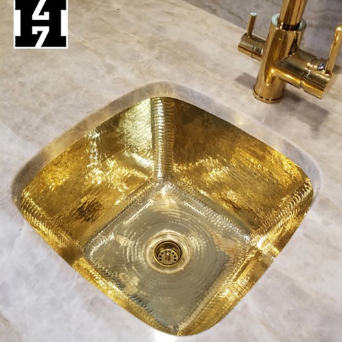 Hand Hammered Brass 15 Square Bar Sink With 2 or 3 Etsy