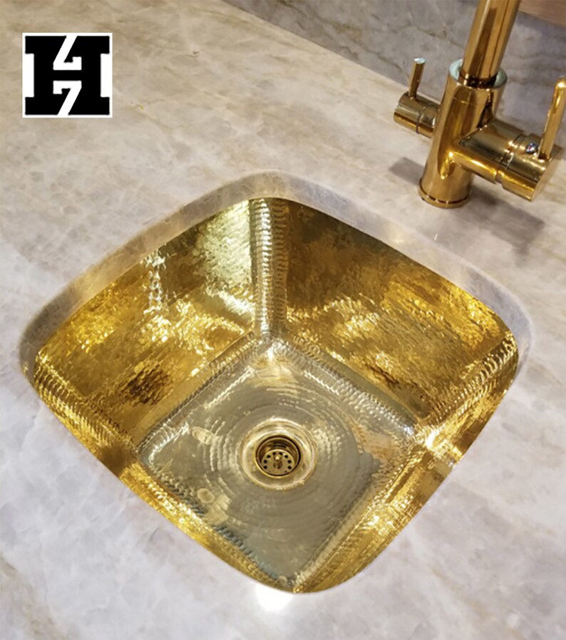 Hand Hammered Brass 15 Square Bar Sink With 2 or 3 Etsy