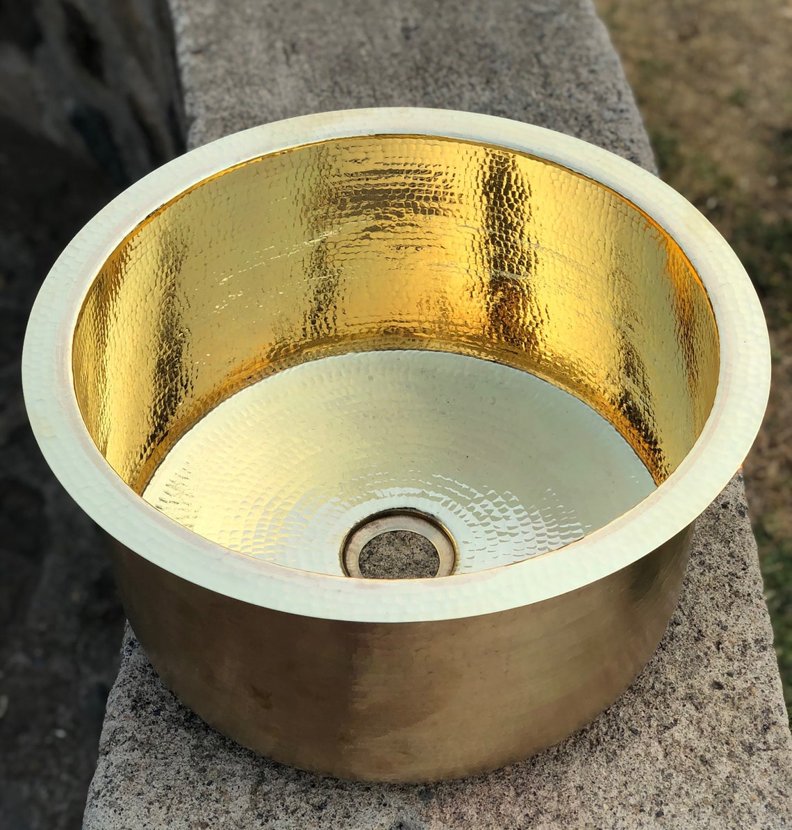 Santa Clara Brass Hammered 15 Round Drum bar sink with Etsy