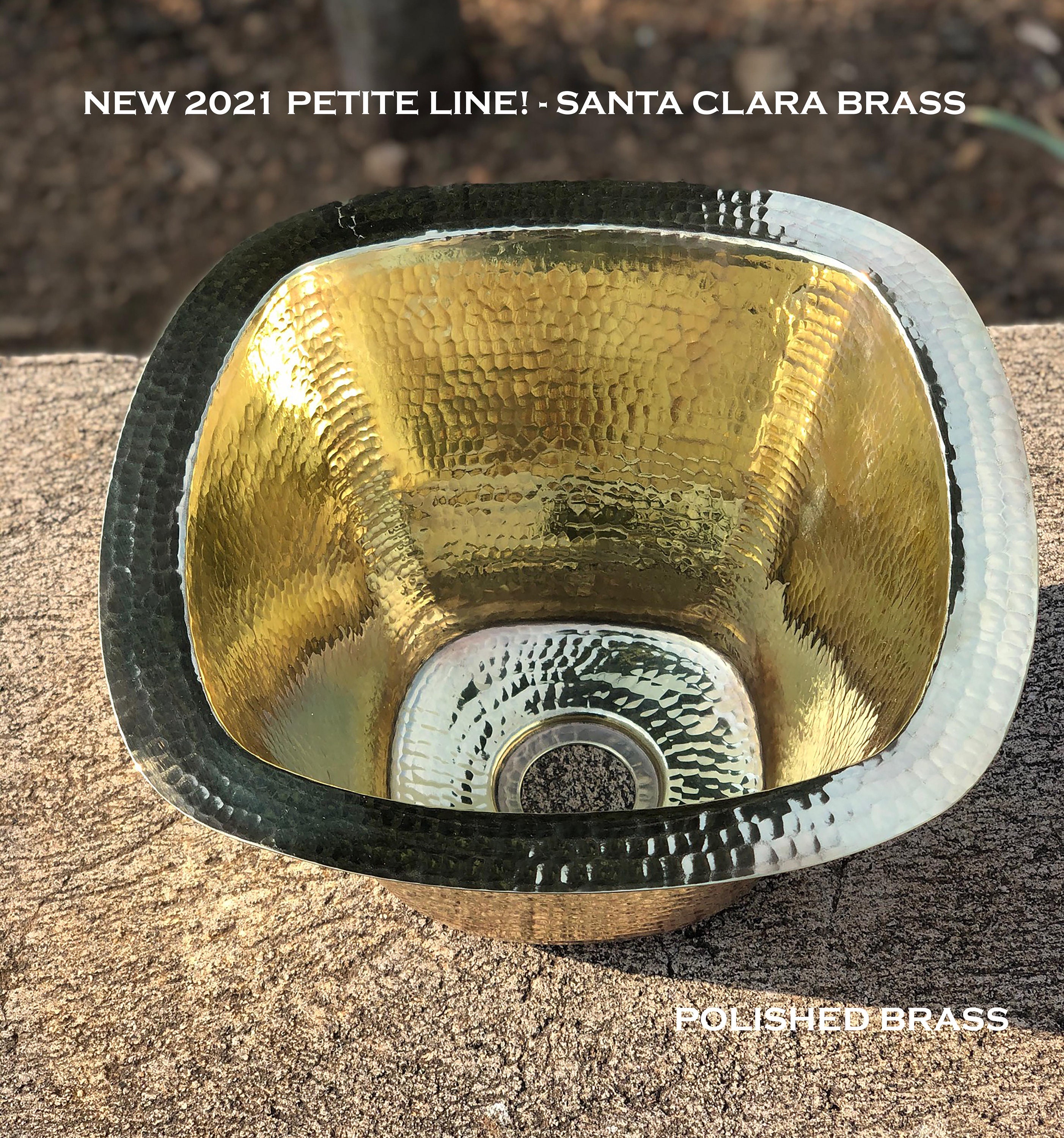 Santa Clara Brass & Copper Hammered Brass 13 Round Bar Sink