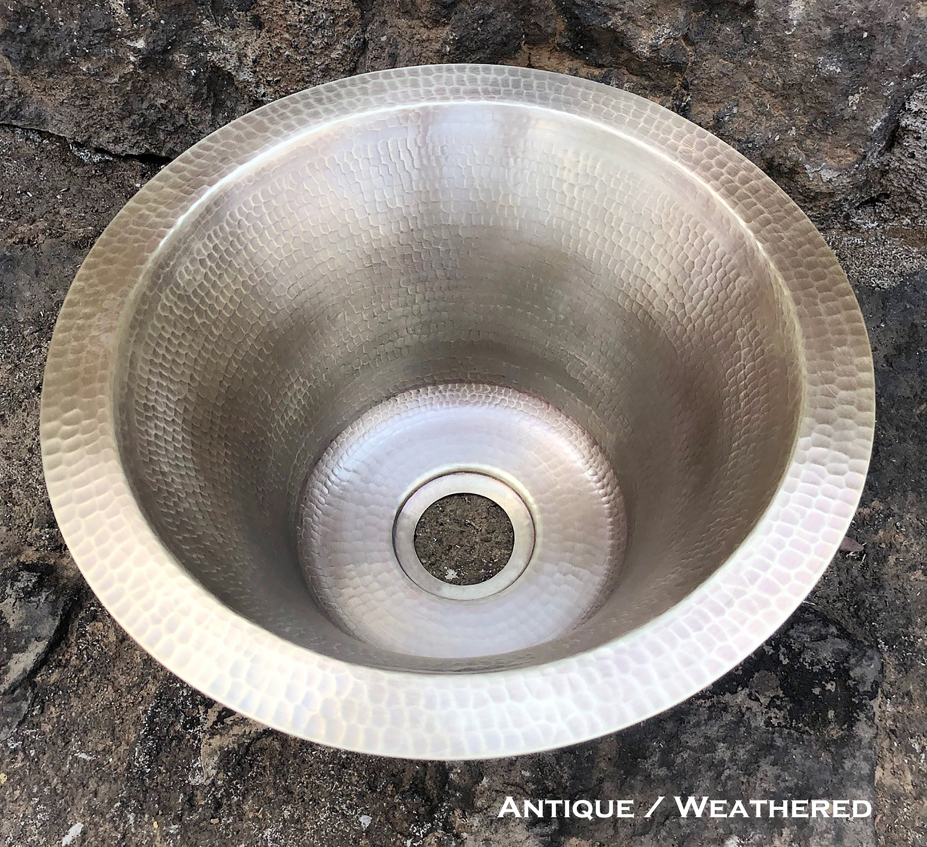 Hand Hammered Brass 8" inside round bar sink 10" overall with choice