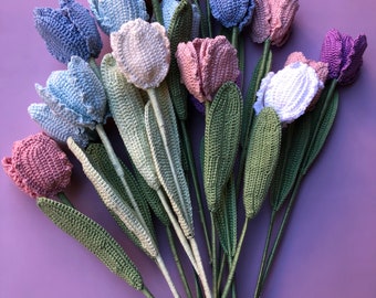 Handmade knitted Flowers/Knitted Tulip/ Gift for Her