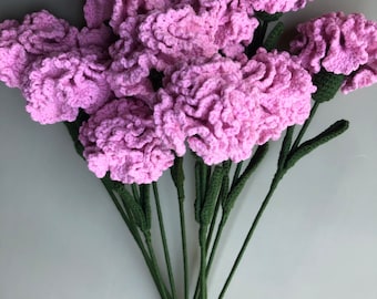 5 handgemachte Gestrickte Nelkenblumen, Gehäkelte Nelkensträuße, Muttertagsgeschenk, Valentinstag, Geschenk für Mama, Home Decor