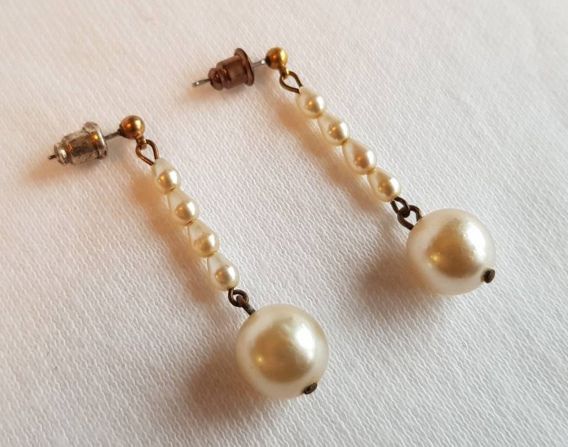 Vintage Pearl Drop Earrings | Etsy