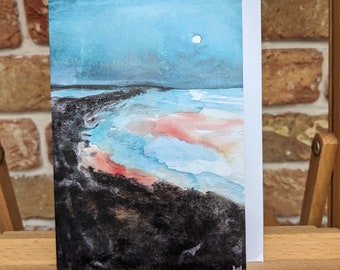 Original watercolour A6 artists card - Ocean seascape design, ideal for birthdays, anniversaries, thank you cards for the art lover