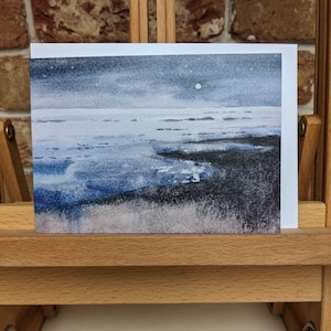 Carte d'artiste aquarelle originale A6 - Conception de paysage marin océan, idéale pour les anniversaires, les anniversaires, les cartes de remerciement pour les amateurs d'art