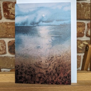 Biglietto d'artista originale A6 per acquerello - Design del paesaggio marino oceanico, ideale per compleanni, anniversari, biglietti di ringraziamento per gli amanti dell'arte