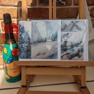 Cartões de Natal do Artista Original | Pacote de 4 designs exclusivos de cartões de Natal com envelope e bolso para violoncelo.