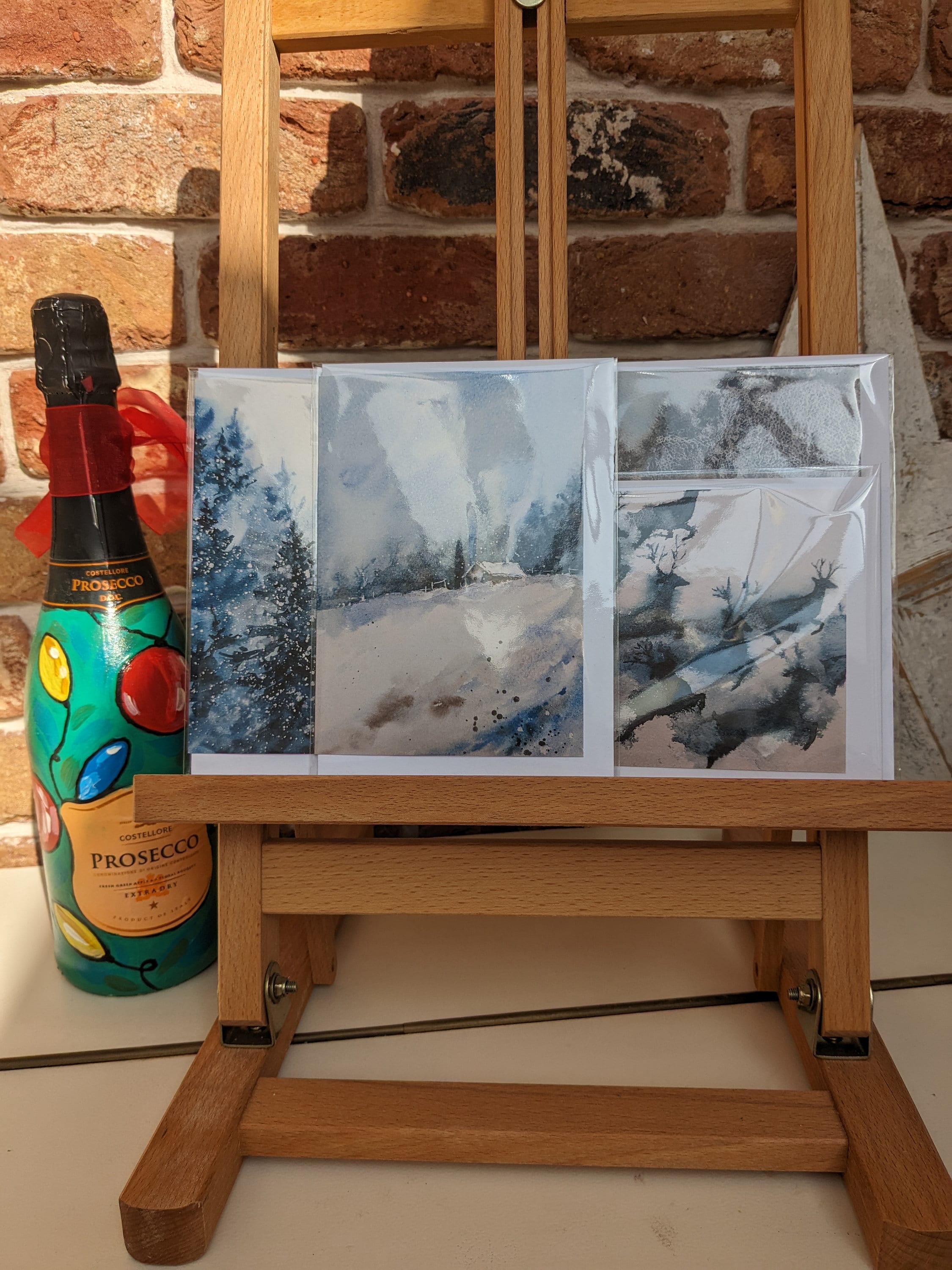 Original Artist's Christmas Cards | Pack of 4 unique Christmas card designs with envelope and cello pocket pouch.