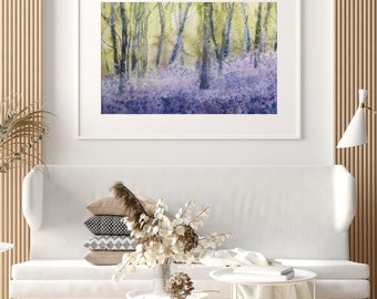 Original Abstract watercolour painting of Bluebell woods | Watercolour PRINT