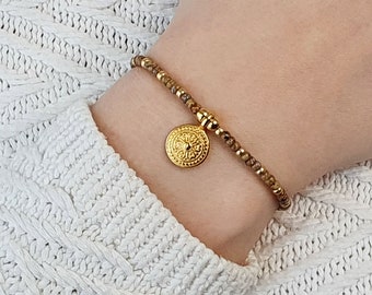 Perlenarmband im Boho-Stil aus Miyukiperlen mit Mandalanhänger Armband Perlenarmband Miyukiarmband Makrameearmband Geschenk Geschenkidee