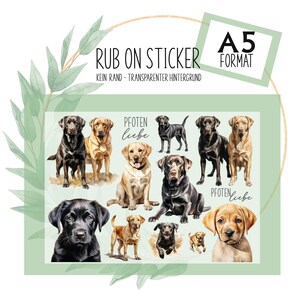 12 Sticker Rub-On Tattoo Retriver Labrador Pfotenliebe Motive A5 z.B. f. Raysin, Glas, Kunststoff, Holz