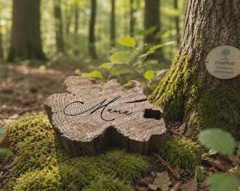 Personalisierte Baumscheibe für Friedwald, Ruheforst und Naturgrab – aus naturbelassenem Holz | Naturbestattung |  Kompostierbar 12-15cm