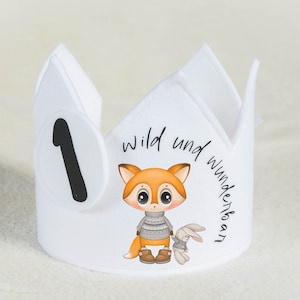 Felt Birthday Crown, Crown, Fox Personalizable, Handmade