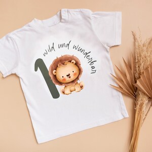 Lion birthday t-shirt SHORT SLEEVE, 1 2 3, I become one, customizable, one first birthday, handmade, wild and wonderful king