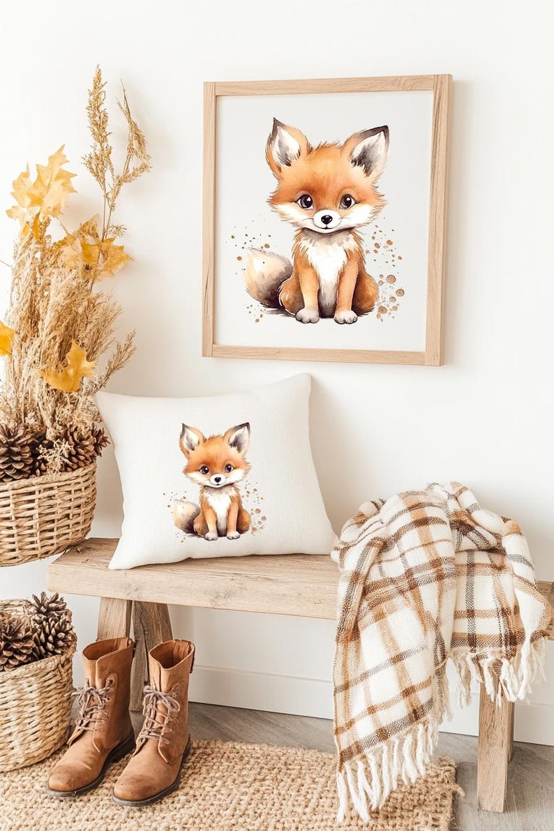 Bügelbild FUCHS FOX Bilder zum aufbügeln auf Stoff, Geschenk Kinder Jungs und Mädchen Aufnäher DTF Transfer Druck Bügelpatches Tier Motiv
