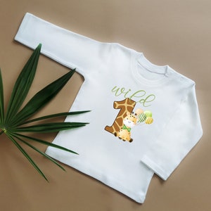 Safari birthday shirt LONG SLEEVE, 1 2 3, I'm going to be one, customizable, one first birthday, handmade, wild lion elephant giraffe